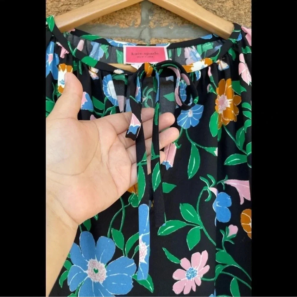 KATE SPADE NEW YORK KATE SPADE Floral
Garden Tulip Dress In Black LARGE - Picture 6 of 13